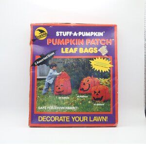 NWT Vintage Halloween Pumpkin Patch Stuff A Pumpkin Lawn Leaf Bags 1989 3 Sizes